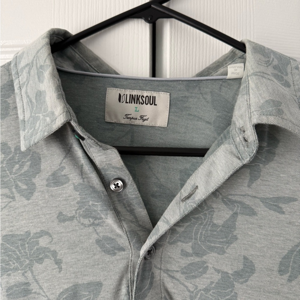 Linksoul Men's Light Gray Floral Button Down Shirt